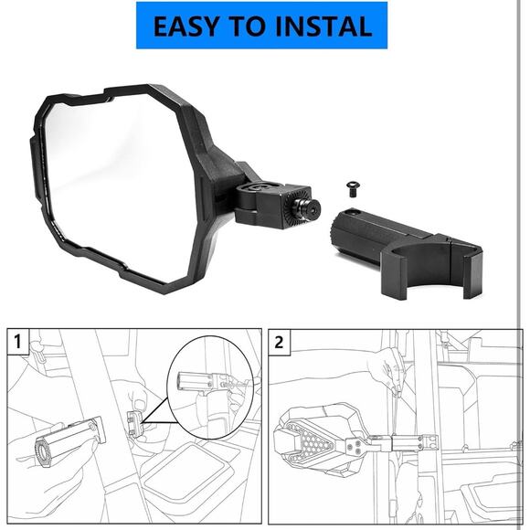 Rear View Mirrors for UTV – Fits Ranger XP 1000, Can-Am Maverick, Defender - Picture 8 of 9